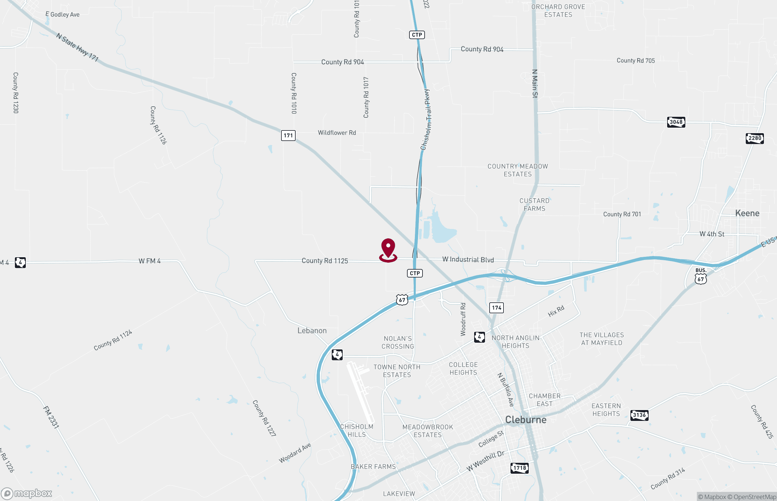 Map Industrial Property for Sale - 2498 County Road 1125, Cleburne, Texas, 76033 (2)