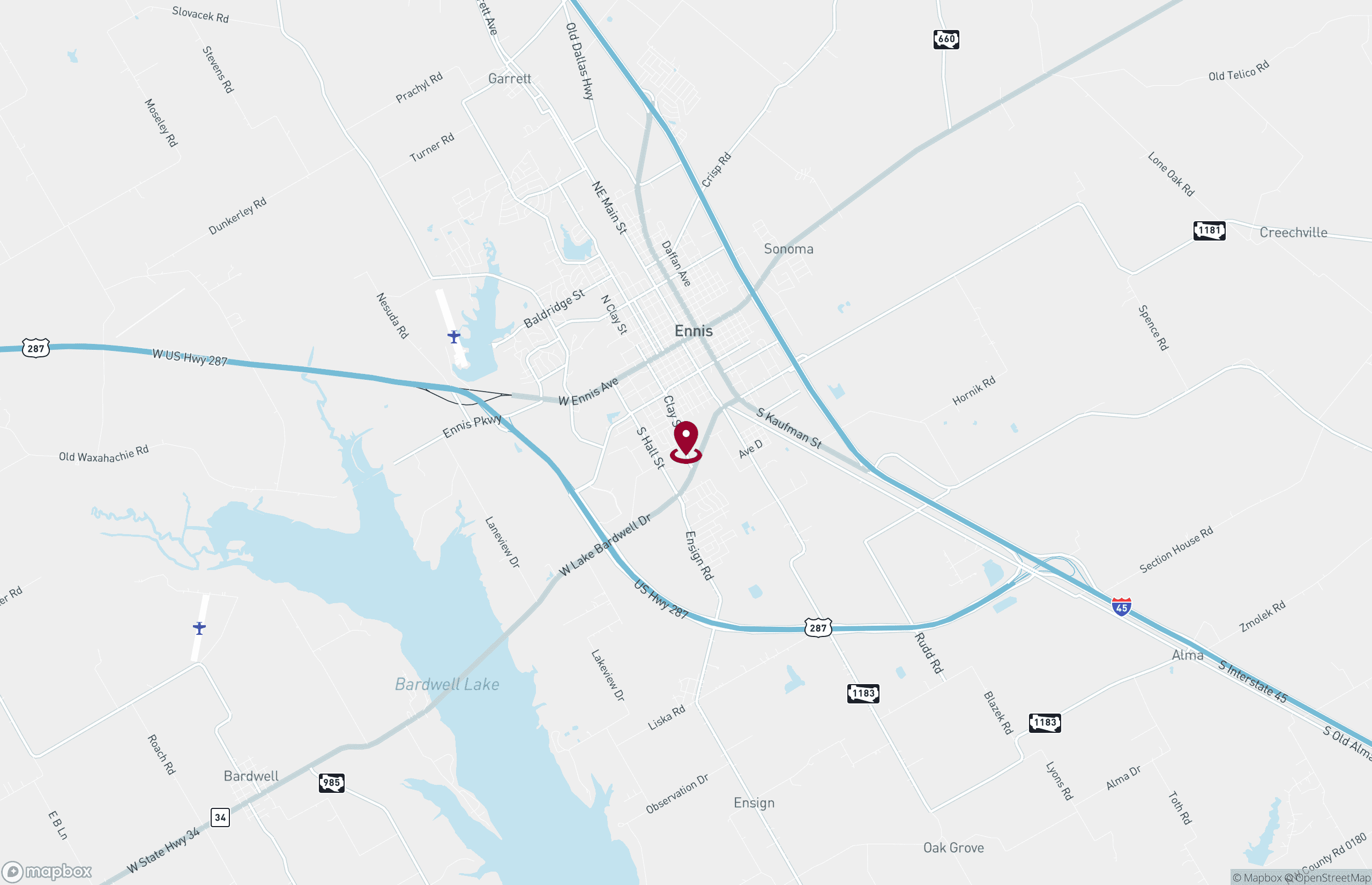 Map Industrial Property for Lease or Sale - 1212 S Clay St, Ennis, Texas, 75119 (2)