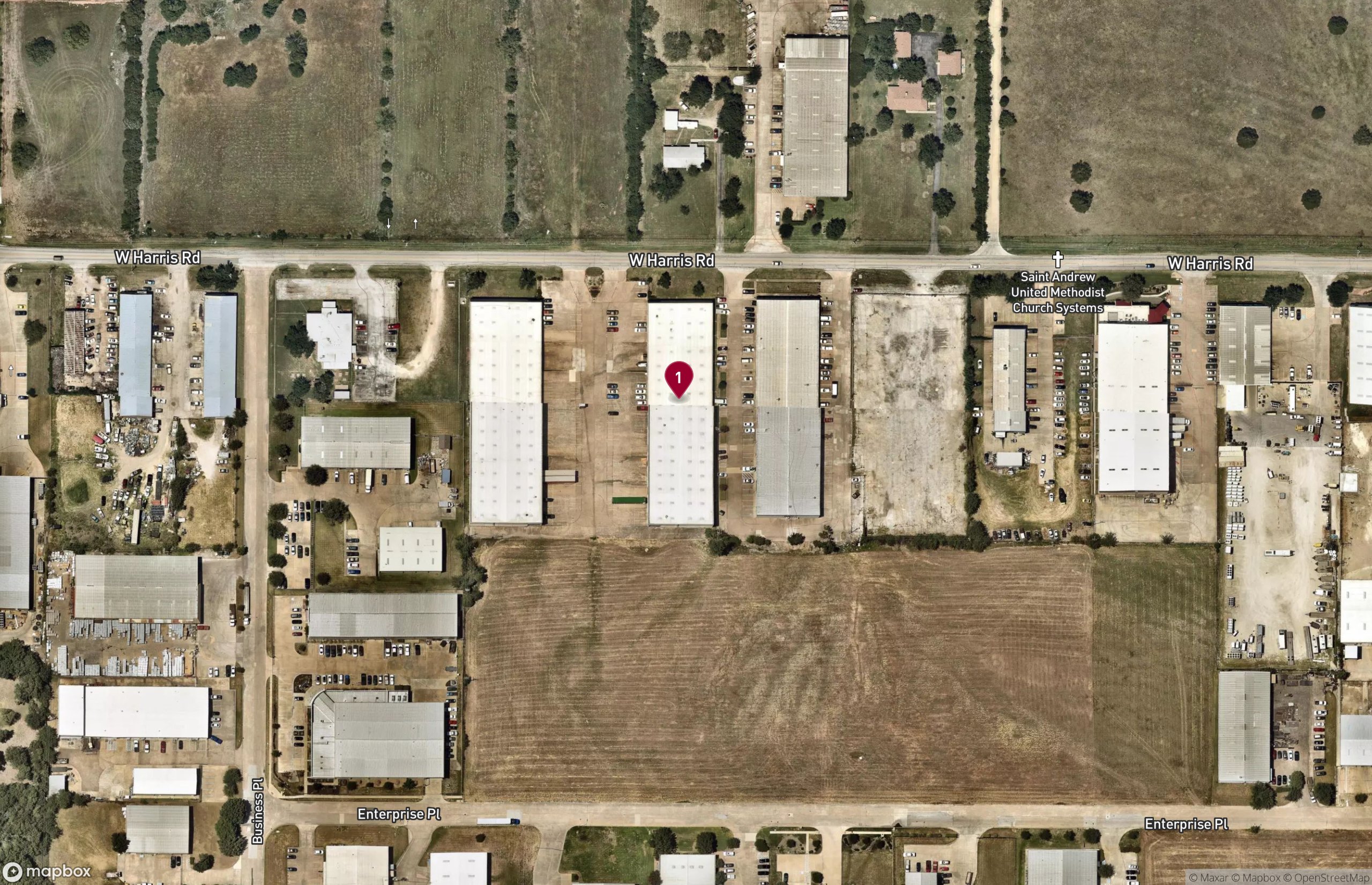 Map Industrial Property for Lease - 1114 W Harris Rd, Arlington, Texas, 76001-6822 (2)
