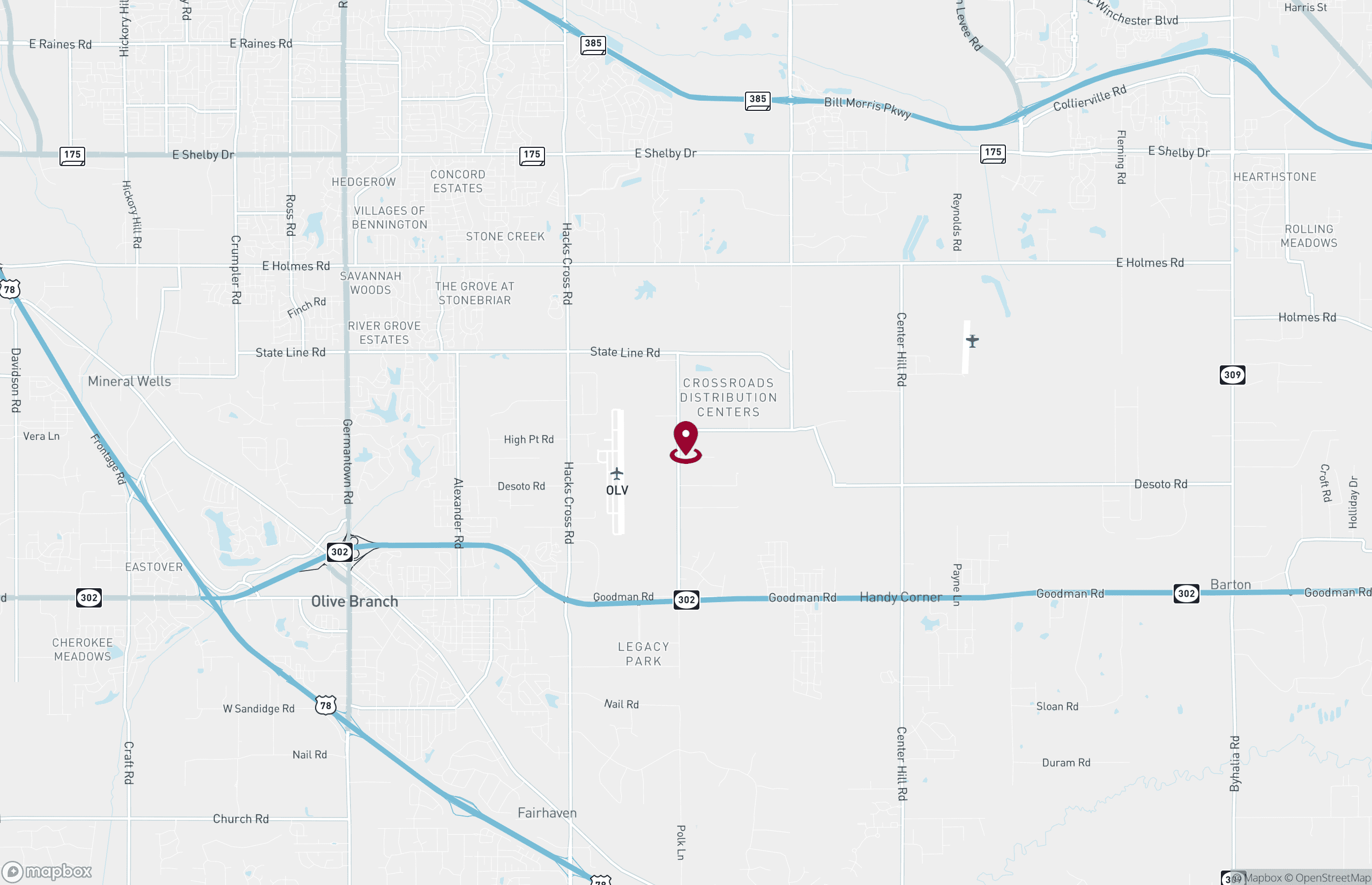 Map Industrial Property for Lease - 8456 Polk Ln, Olive Branch, Mississippi, 38654 (2)