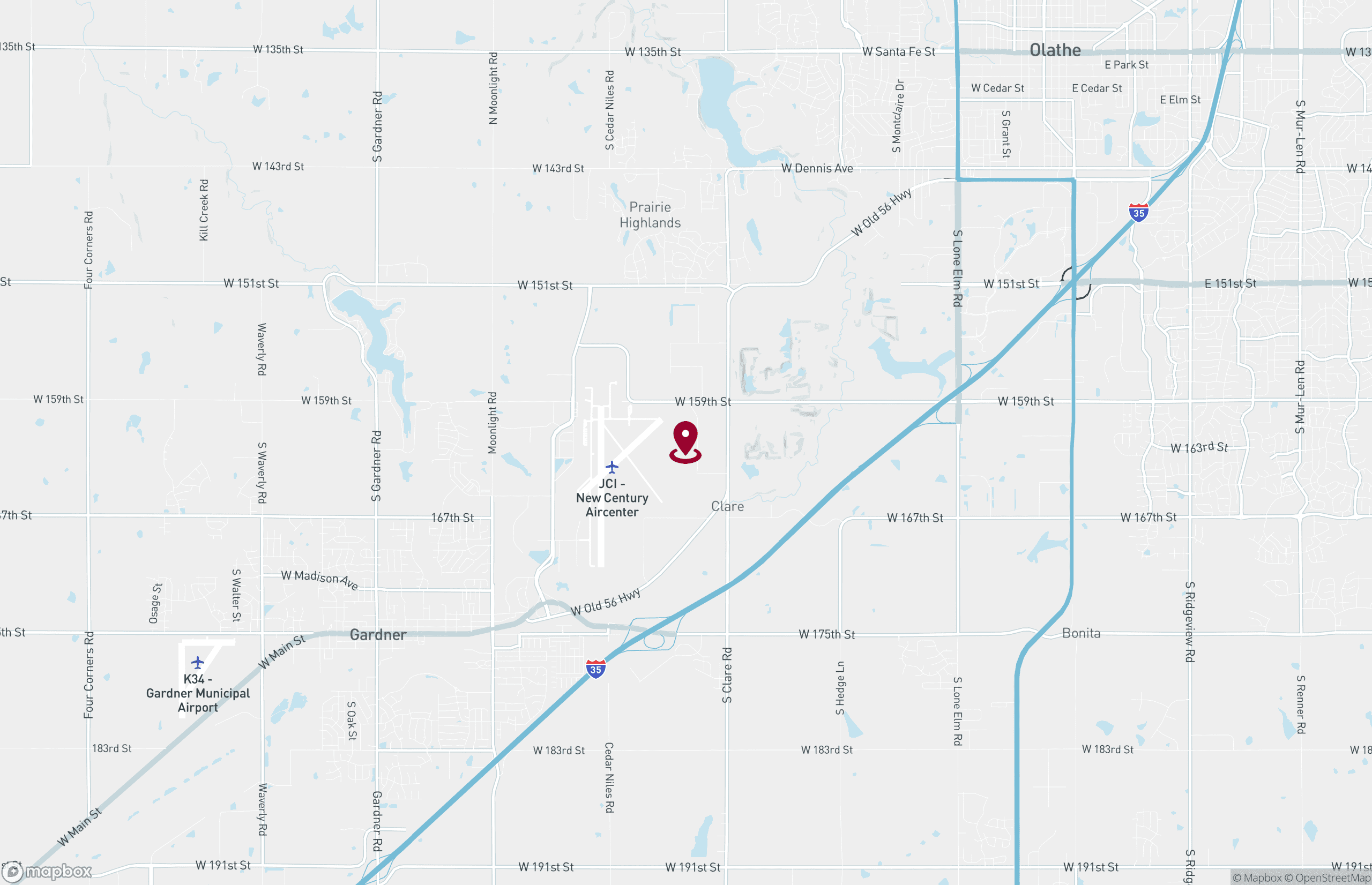 Map Industrial Property for Lease or Sale - 16475 Flightline Dr, New Century, Kansas, 66031 (2)