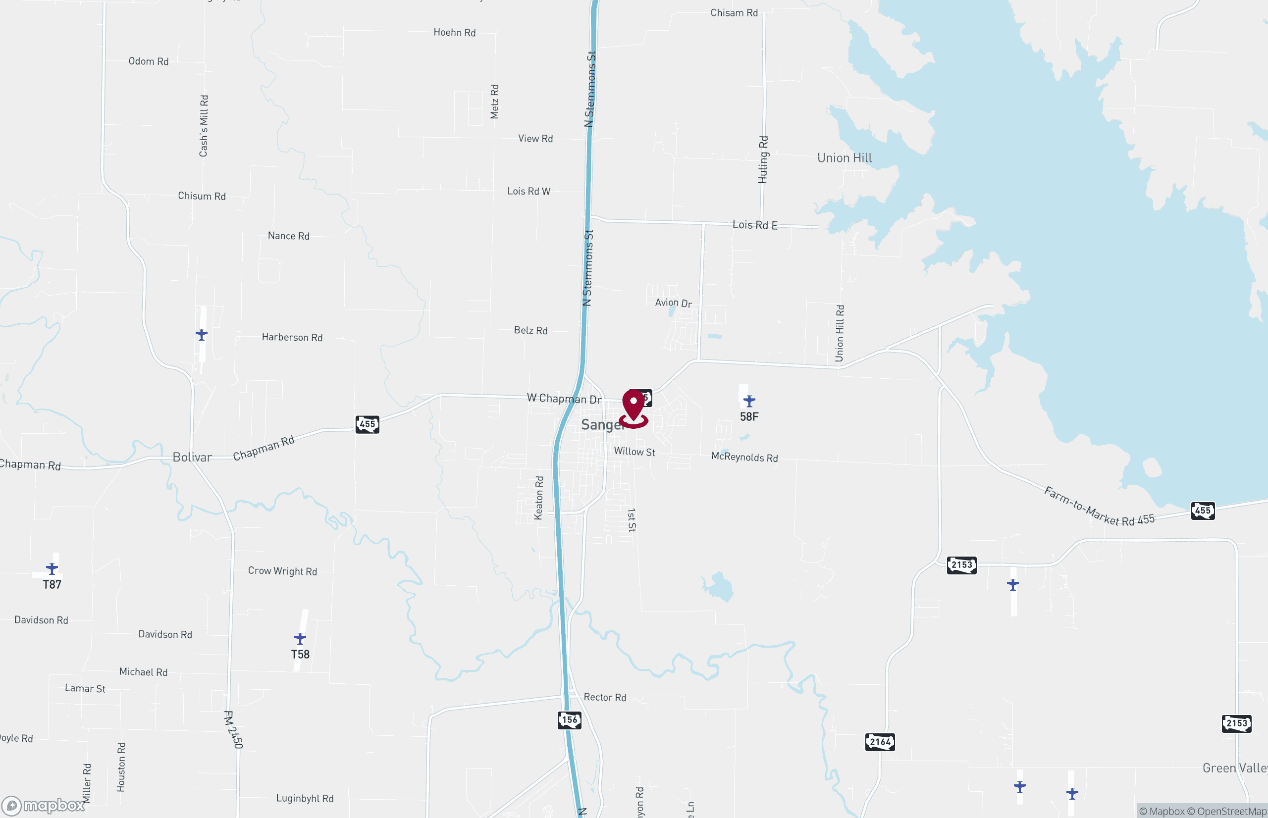 Map Industrial Property for Sale - 180 E Chapman Dr, Sanger, Texas, 76266 (2)