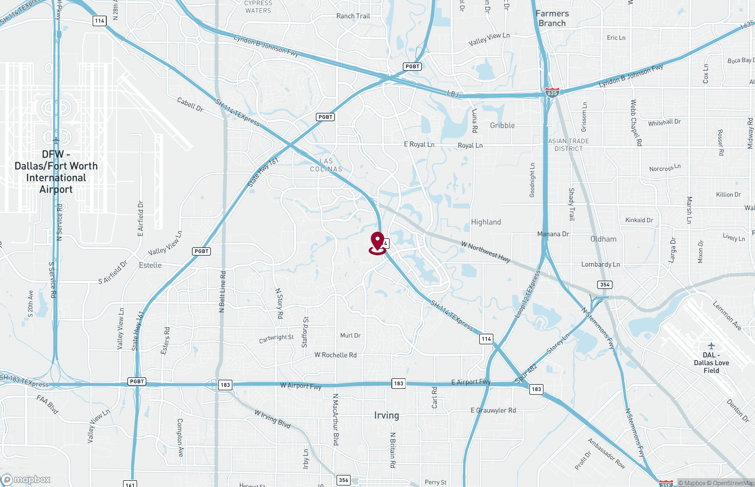 Map Industrial Property for Lease - 150 W John Carpenter Fwy, Southwest Dallas, Texas, 75039 (2)