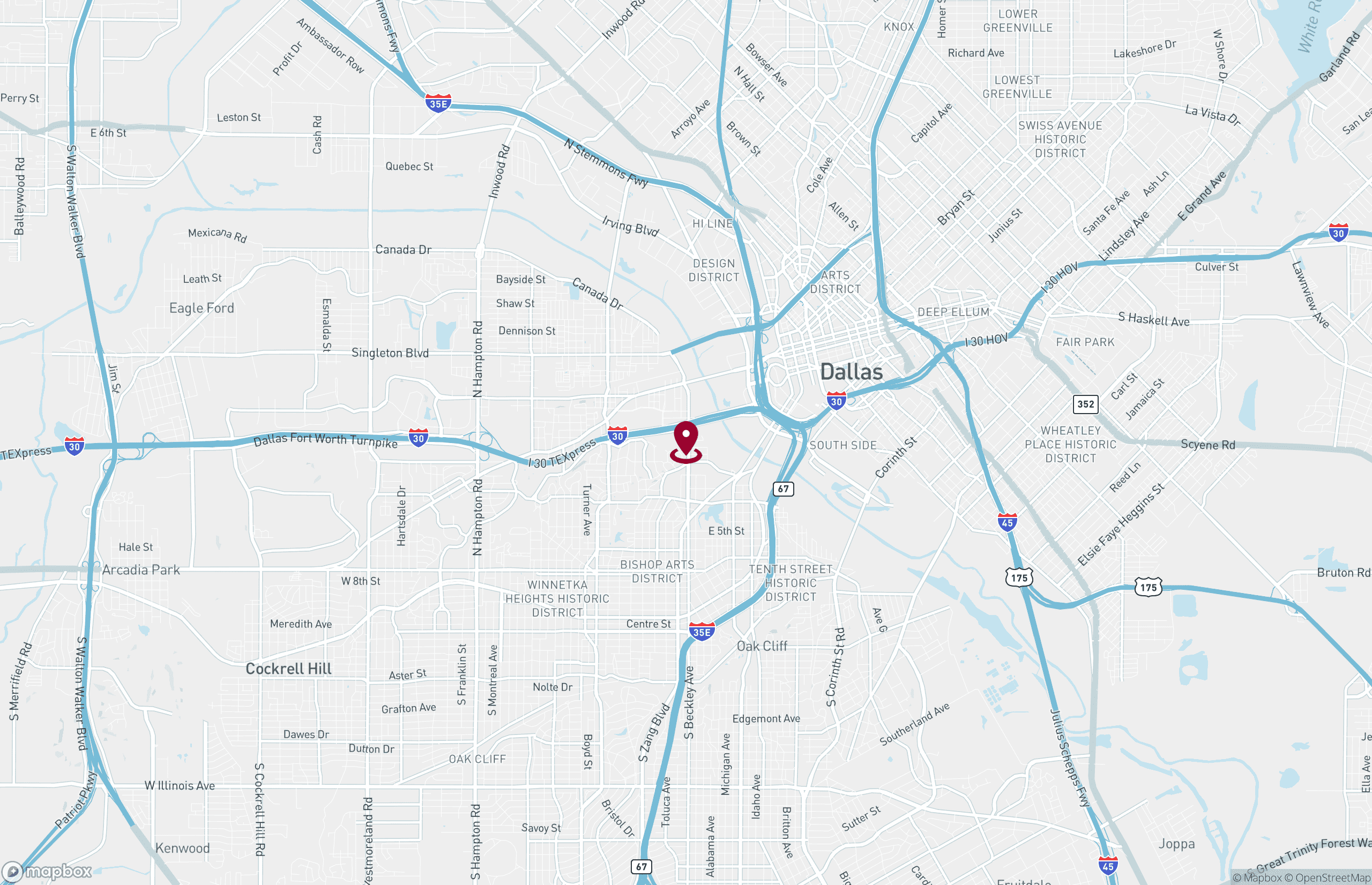 Map Industrial Property for Lease - 1821 N Beckley Ave, Dallas, Texas, 75208 (2)